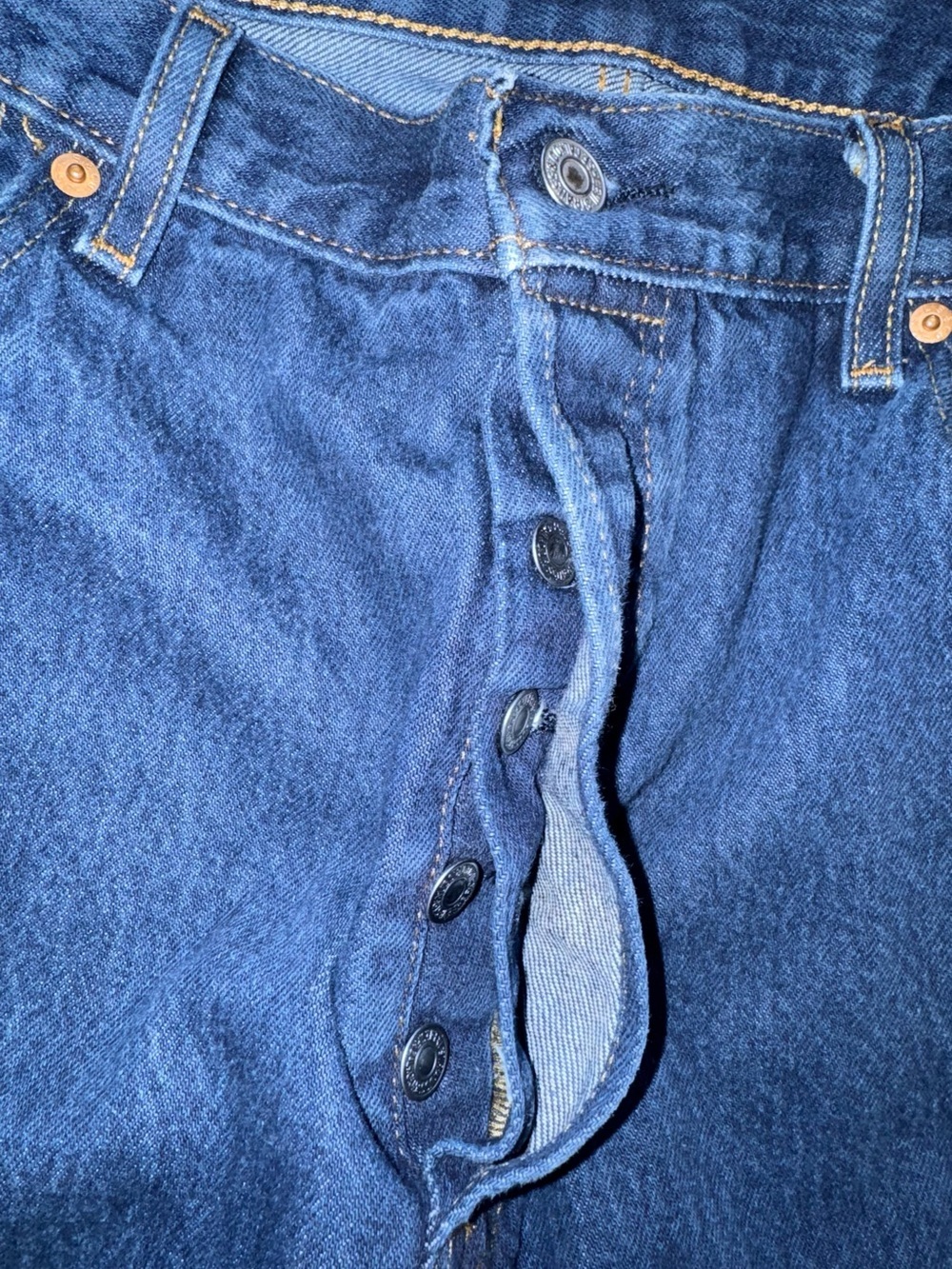 Levi’s 501 Original Button Fly Dark Wash Straight Leg Jeans Men’s 38x30 - Picture 6 of 16